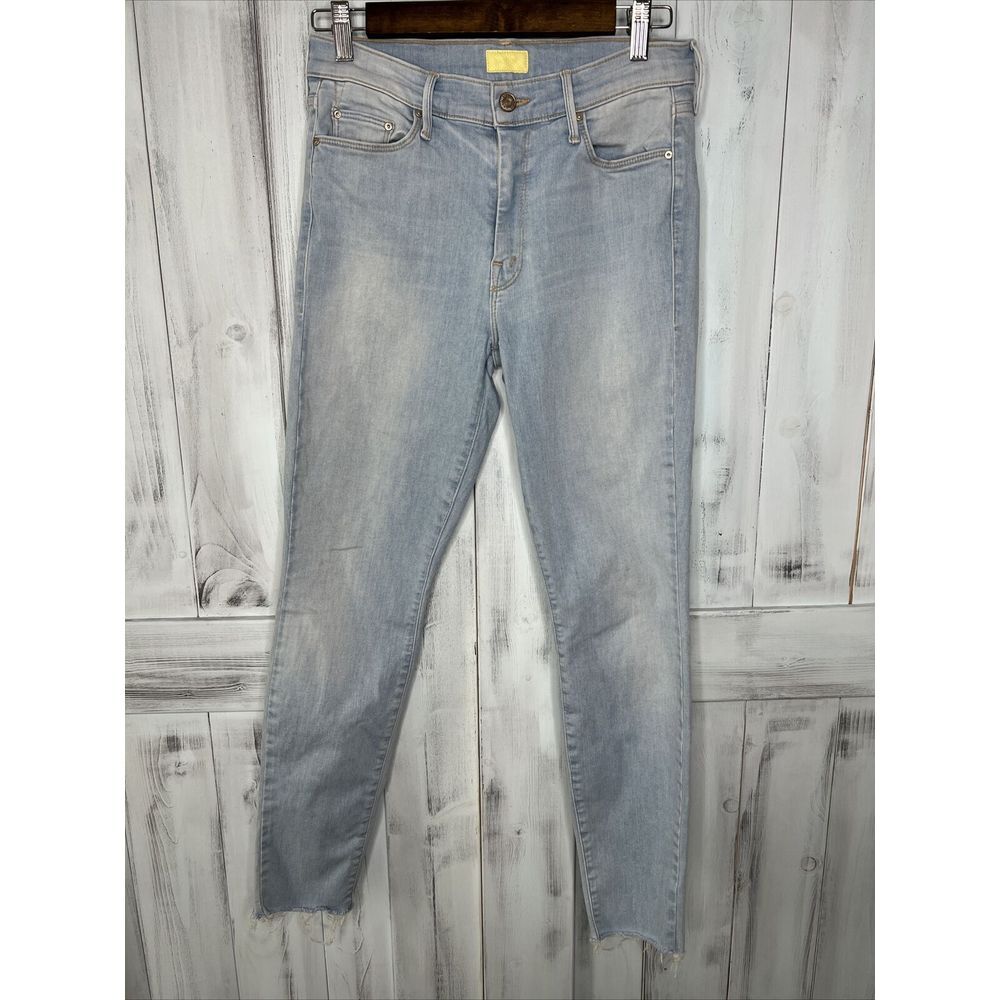 MOTHER THE LOOKER ANKLE FRAY LIGHT WASH SWEET TALK ME HIGH WAIST SKINNY JEANS 28